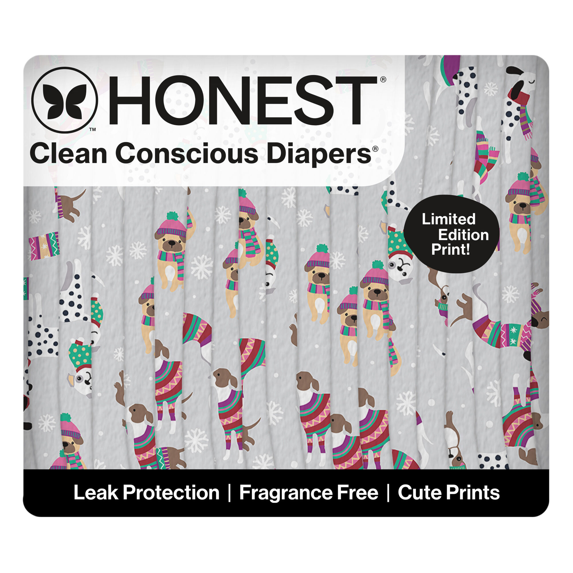 Honest Clean Conscious Diaper®, Winterwear Wags, Size 4