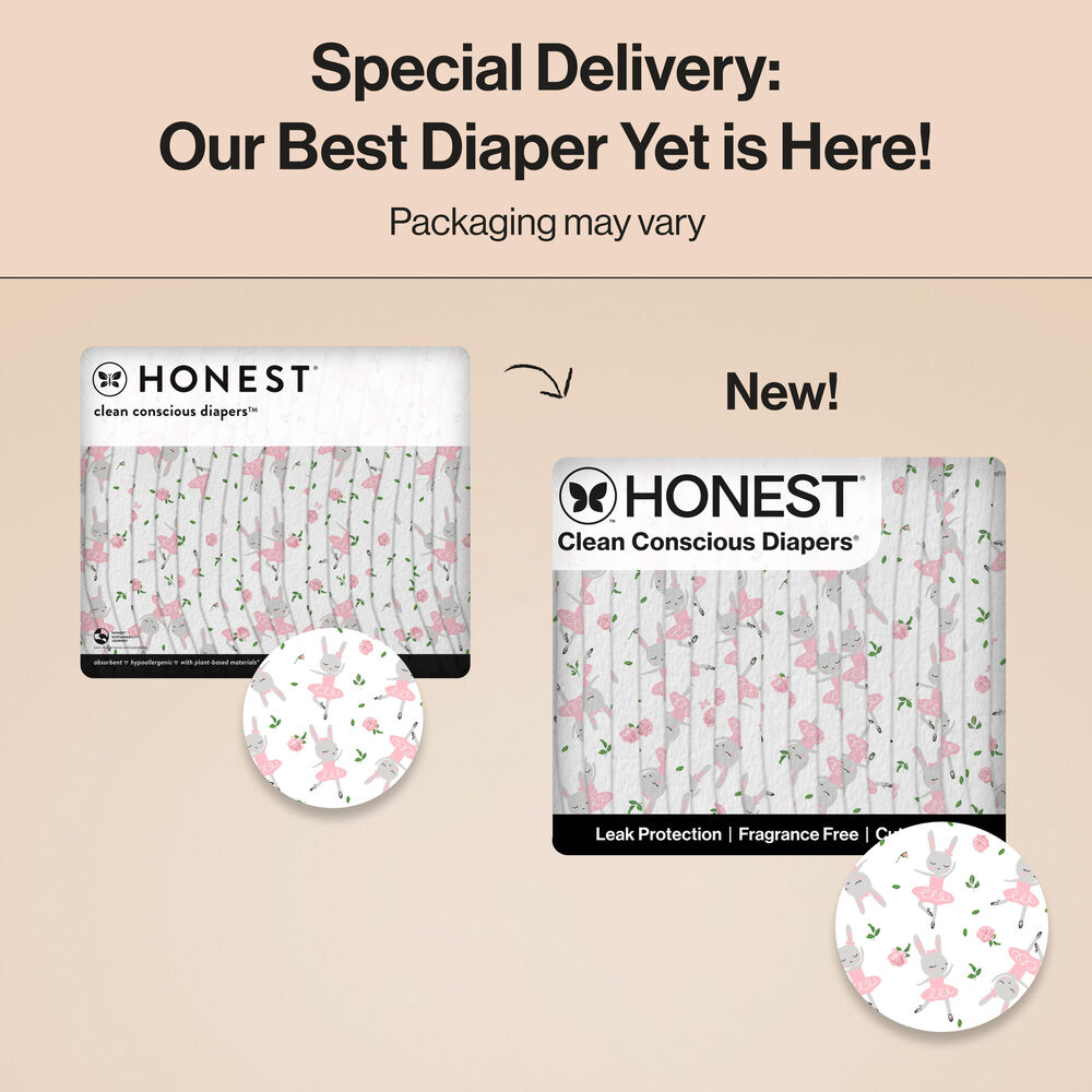 Honest Clean Conscious Diaper Box, Rose Blossom + Tutu Cute, Size 1