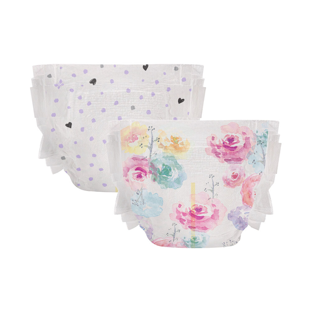 Clean Conscious Diaper Box, Young at Heart + Rose Blossom, Size 2