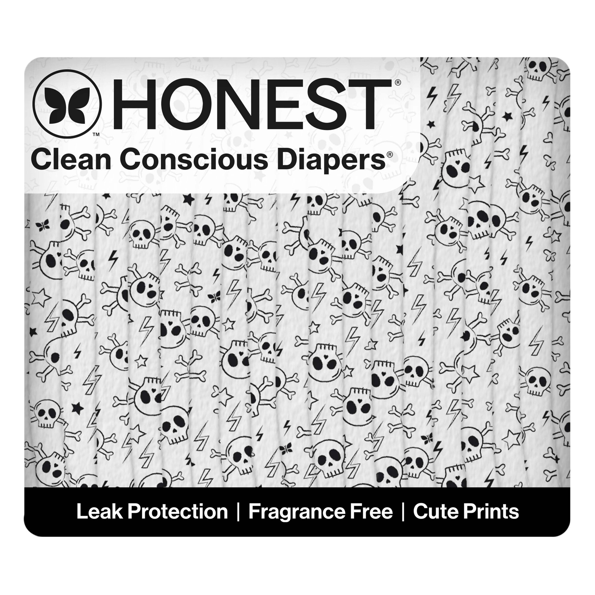 Honest Clean Conscious Diaper®, Skulls, Size 6