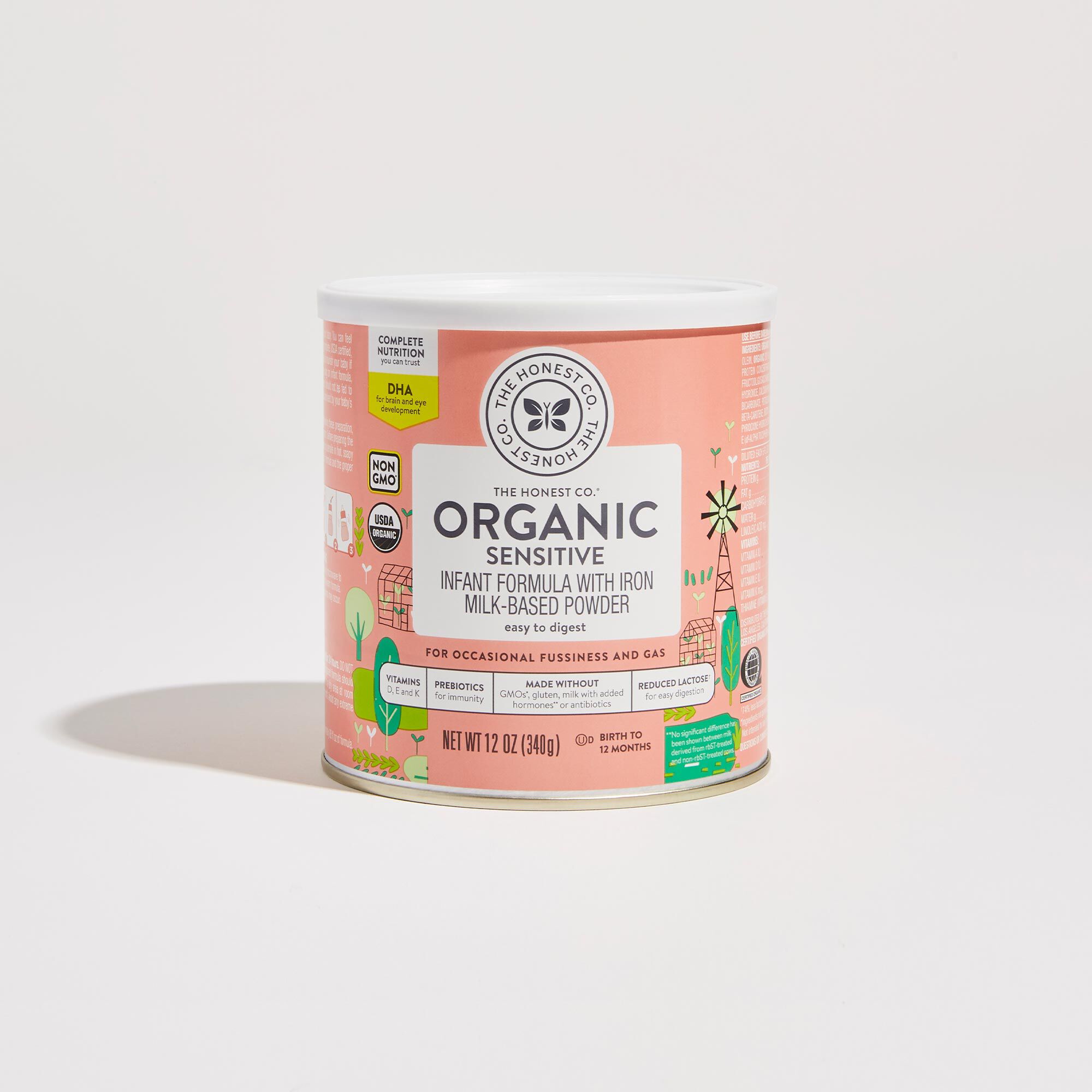 12 ounce Organic Sensitive Infant Formula Front of Container