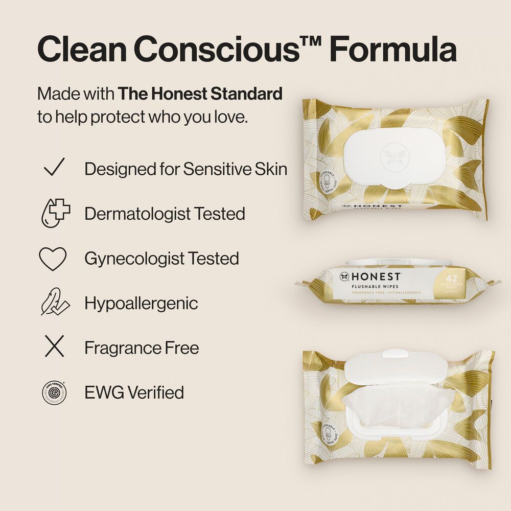 Flushable Wipes, Gilded Wings, 42 Count