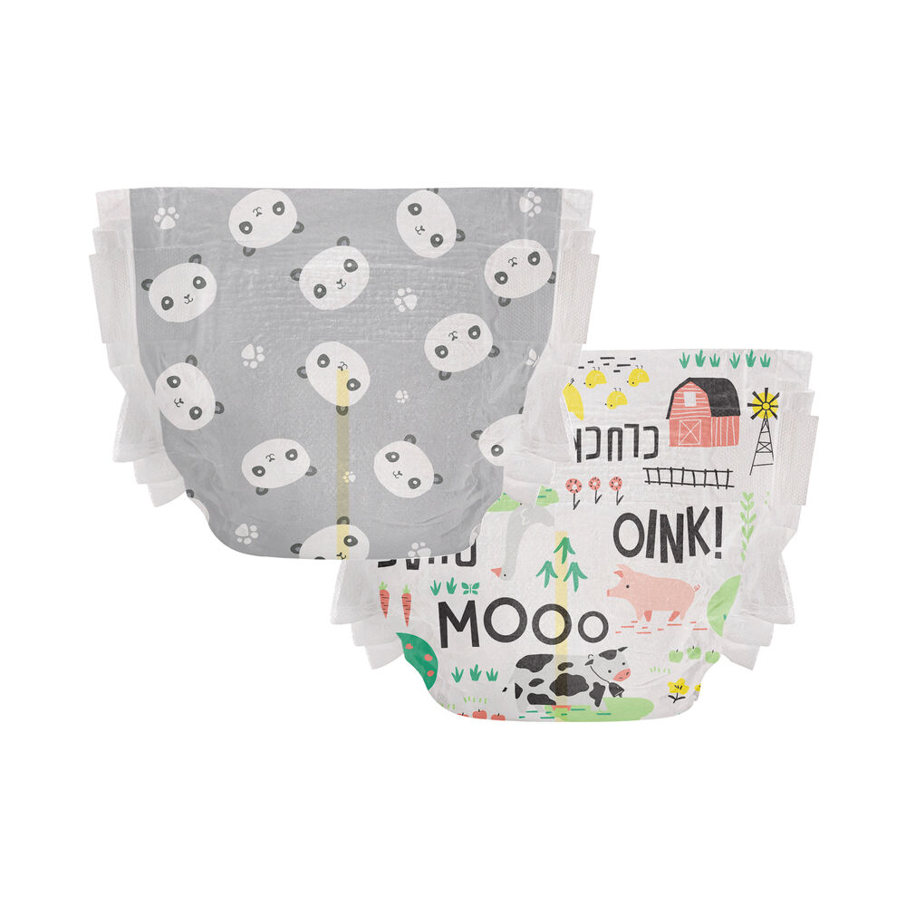 Clean Conscious Diaper Box, Pandas + Barnyard Babies, Size 2