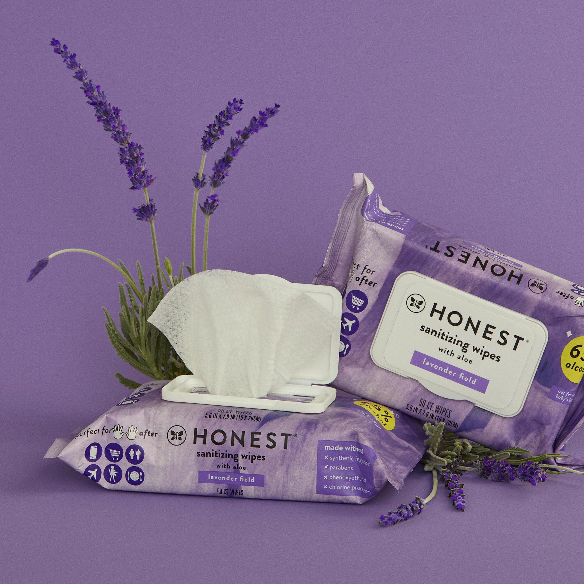Sanitizing Alcohol Wipes, 50 Count, Lavender Field