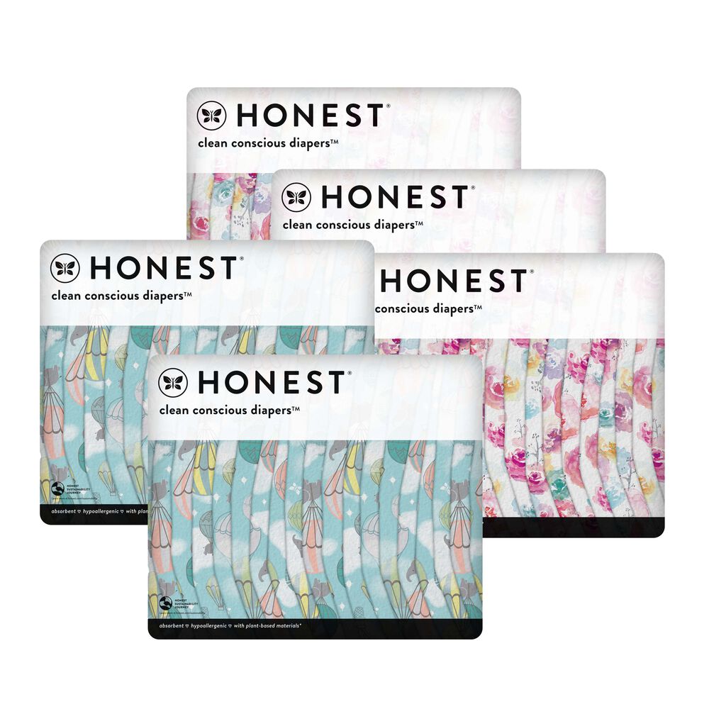 Clean Conscious Diaper Box, Rose Blossom + Above it All, Size NB