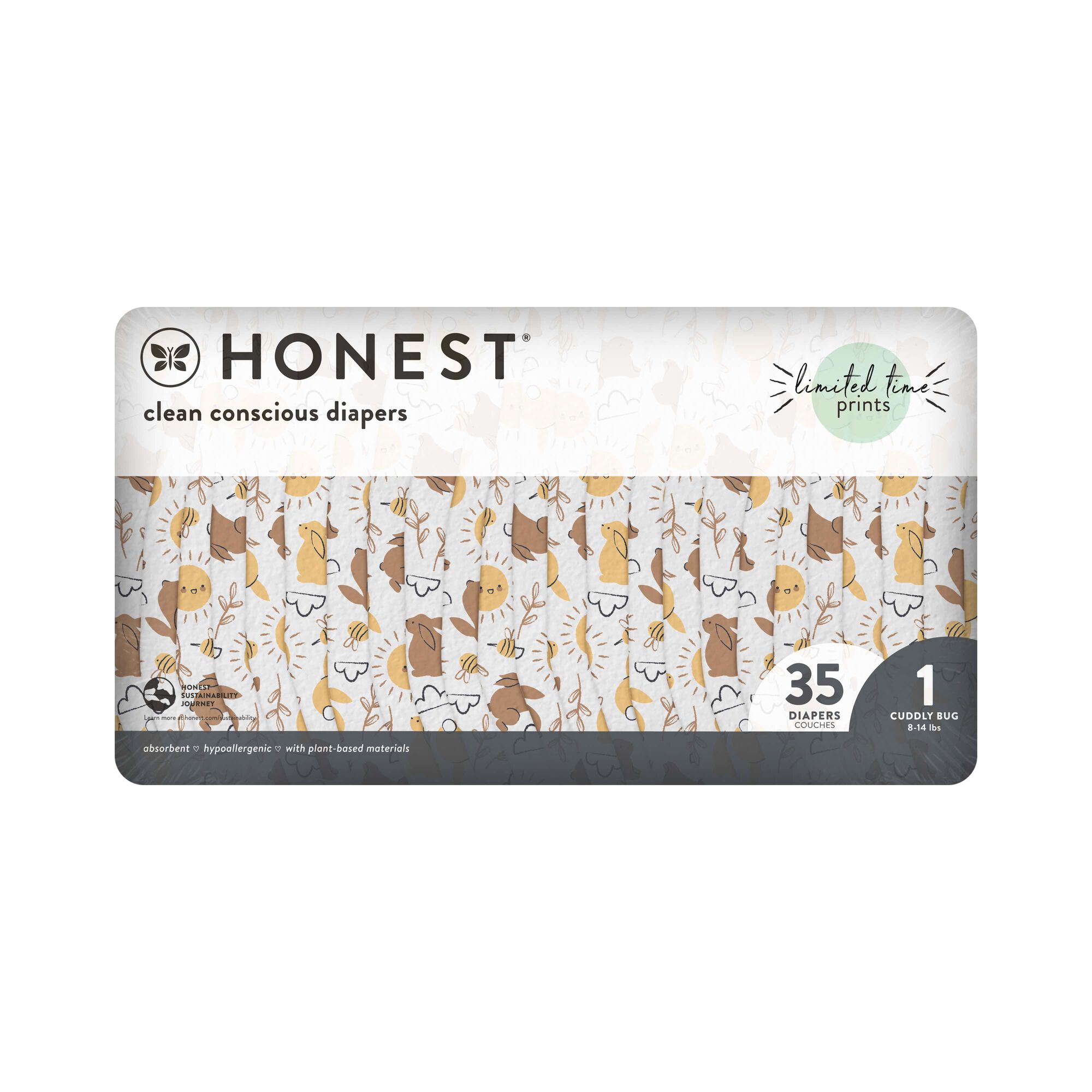 Clean Conscious Diaper, Hoppy Days, Size 1
