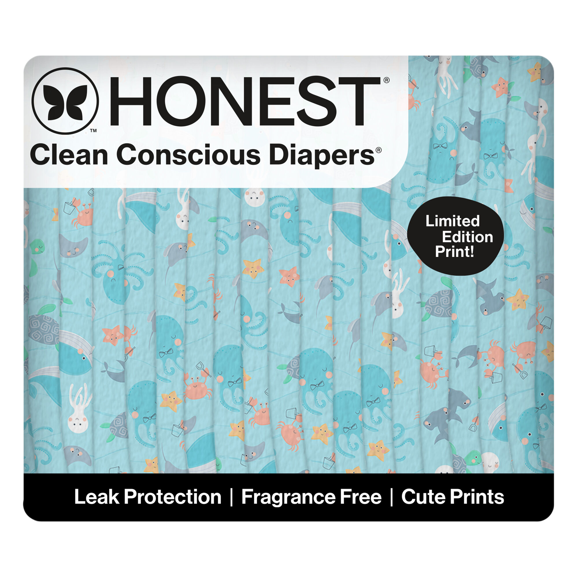 Honest Clean Conscious Diaper®, Ocean Bottoms, Size 6