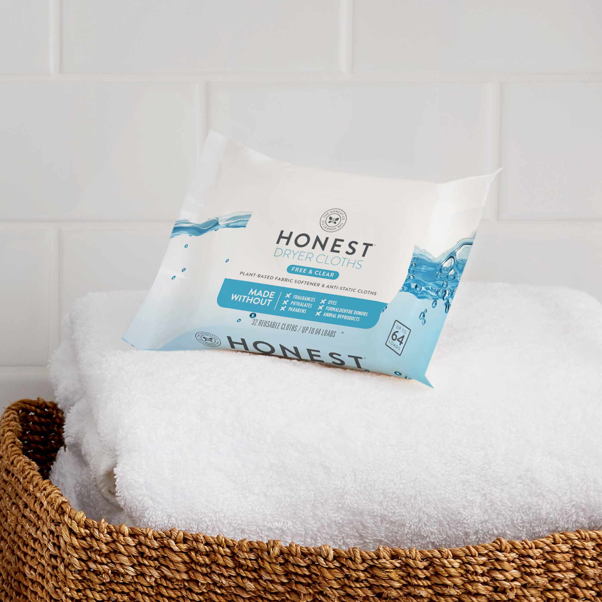 2 Pack Honest Dryer Cloths Free & Clear 32 Count 