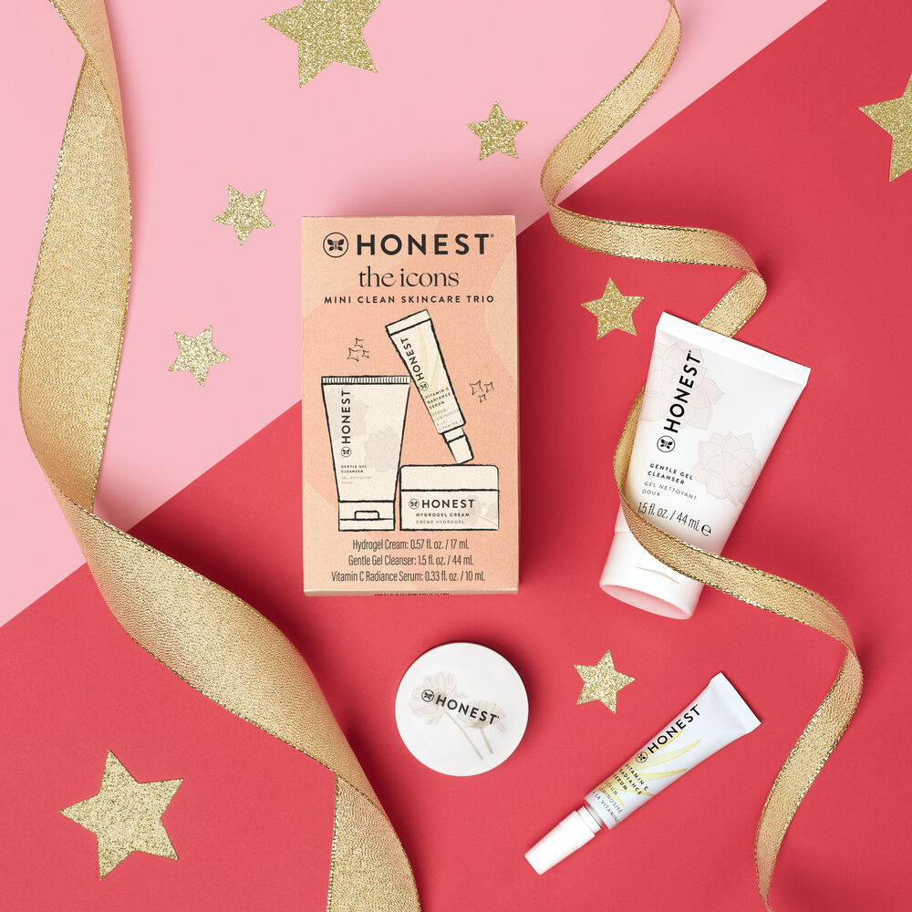 Honest Beauty The Icons Skincare Trio, Mini Hydrogel Cream, Gentle Gel  Cleanser, Vitamin C Radiance Serum