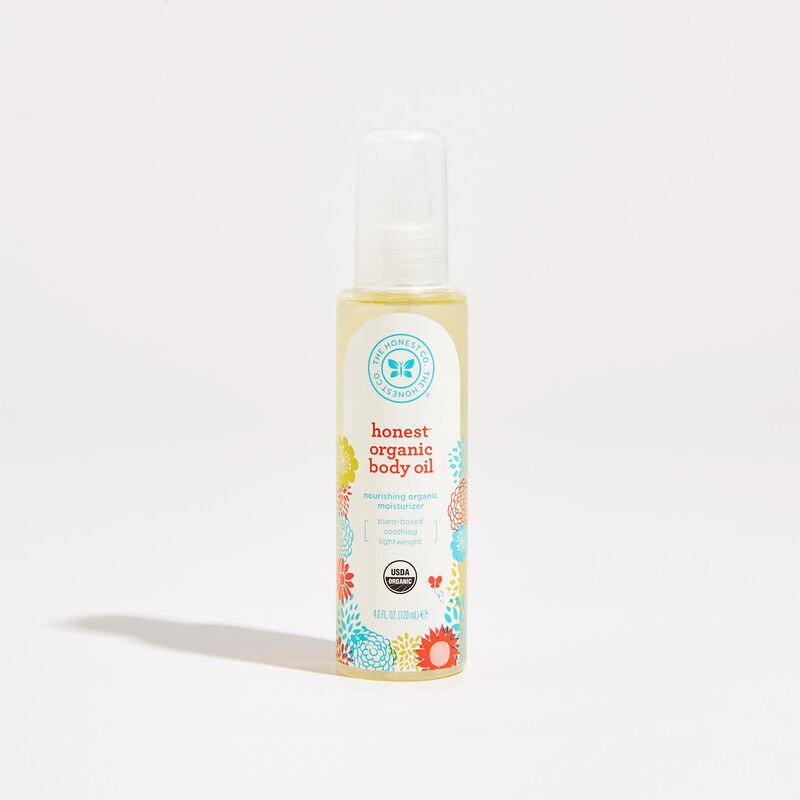 Honest Organic Body Oil, front of package