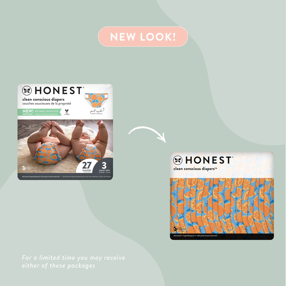 Clean Conscious Diaper, Orange You Cute, Size 3