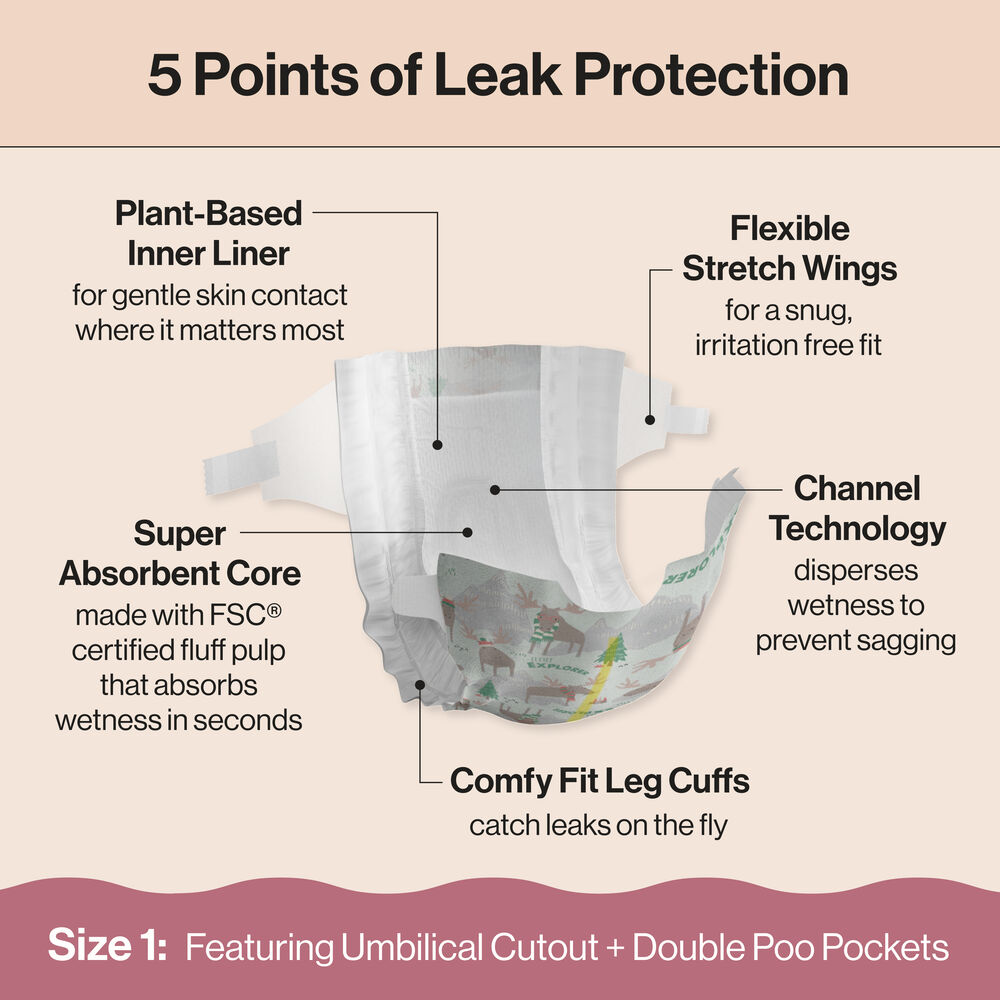 Honest Clean Conscious Diaper®, Winterwear Wags, Size 1