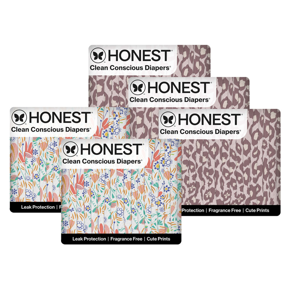 Honest Clean Conscious Diaper Box, Wild Thang + Flower Power, Size 4