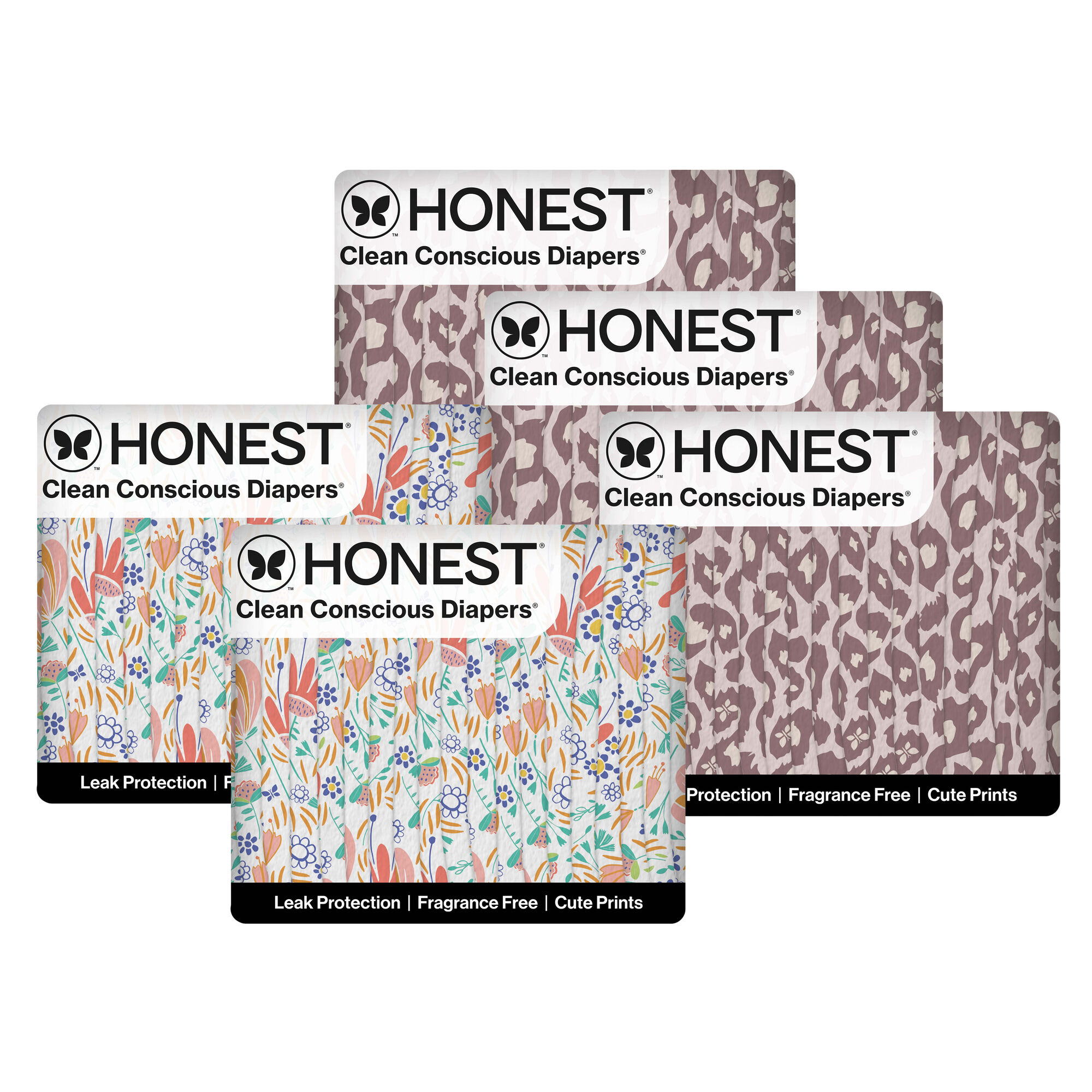 Honest Clean Conscious Diaper Box, Wild Thang + Flower Power, Size 4
