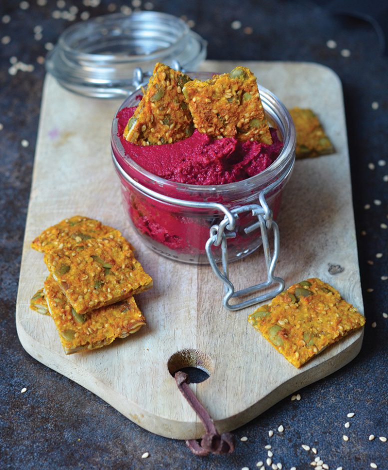Try This Beet Hummus with Pumpkin Crisps