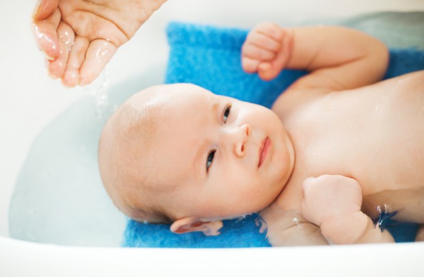 baby getting a bath