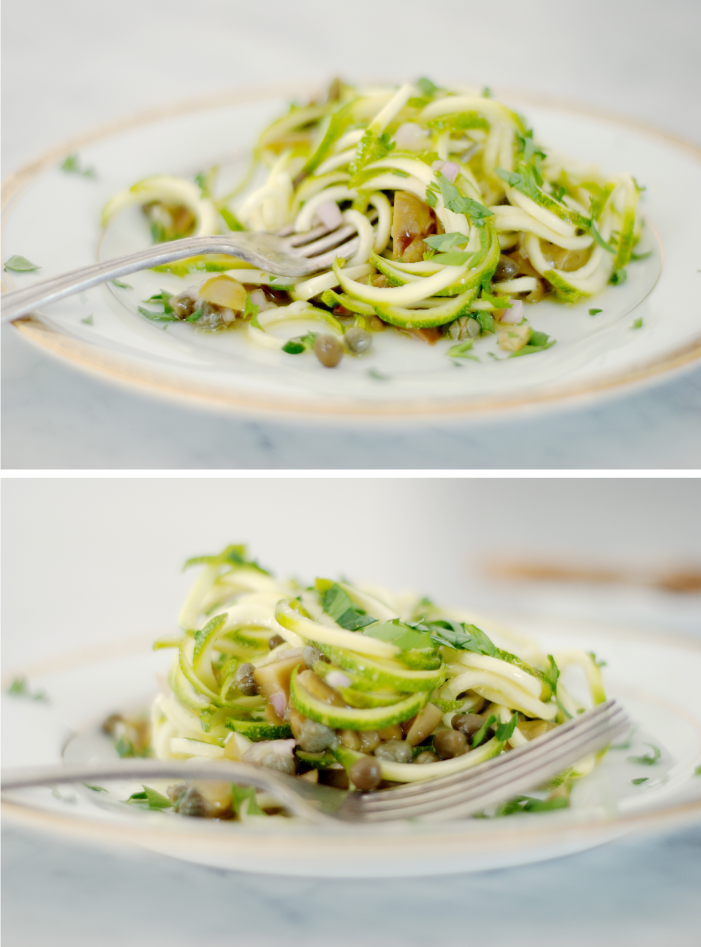 Zucchini Pasta with Olives and Capers