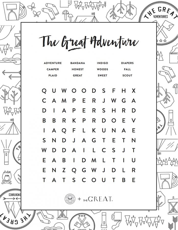 The Great Adventure: Coloring Page + Word Search