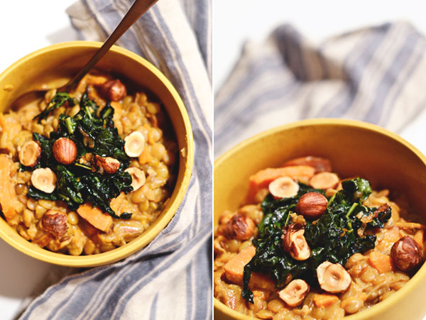 Slow Cooker Lentil + Sweet Potato Stew