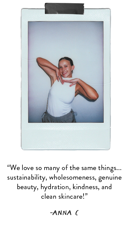 Polaroid photo of woman posing with white shirt.