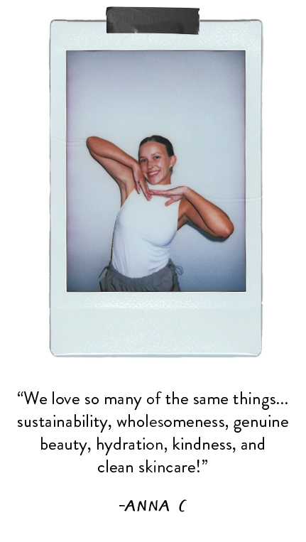 Polaroid photo of woman posing with white shirt.