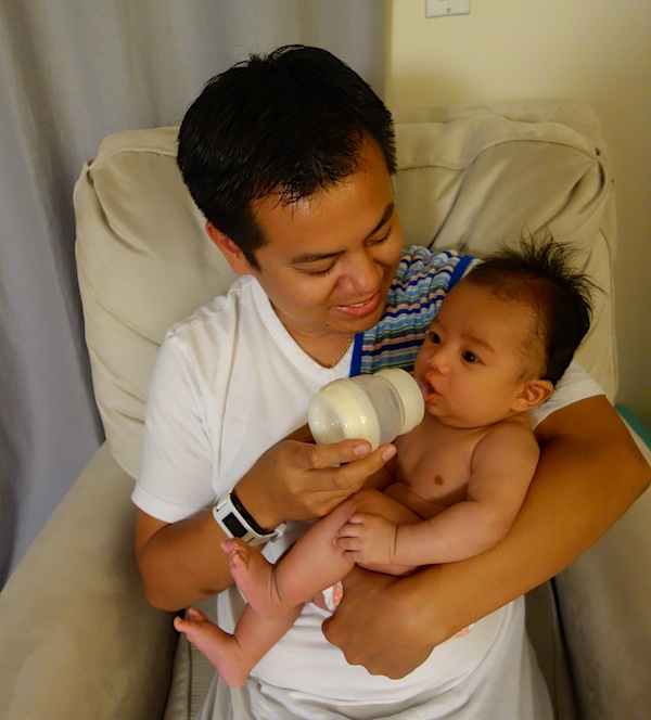 Honest Dad Feeding His Infant Son