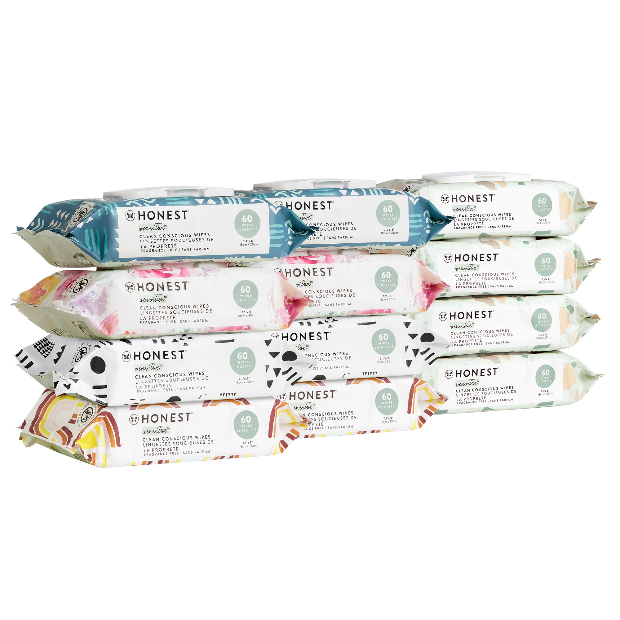 Honest Multi Print, 720 Count Baby Wipes, Hypoallergenic, Plant-Based