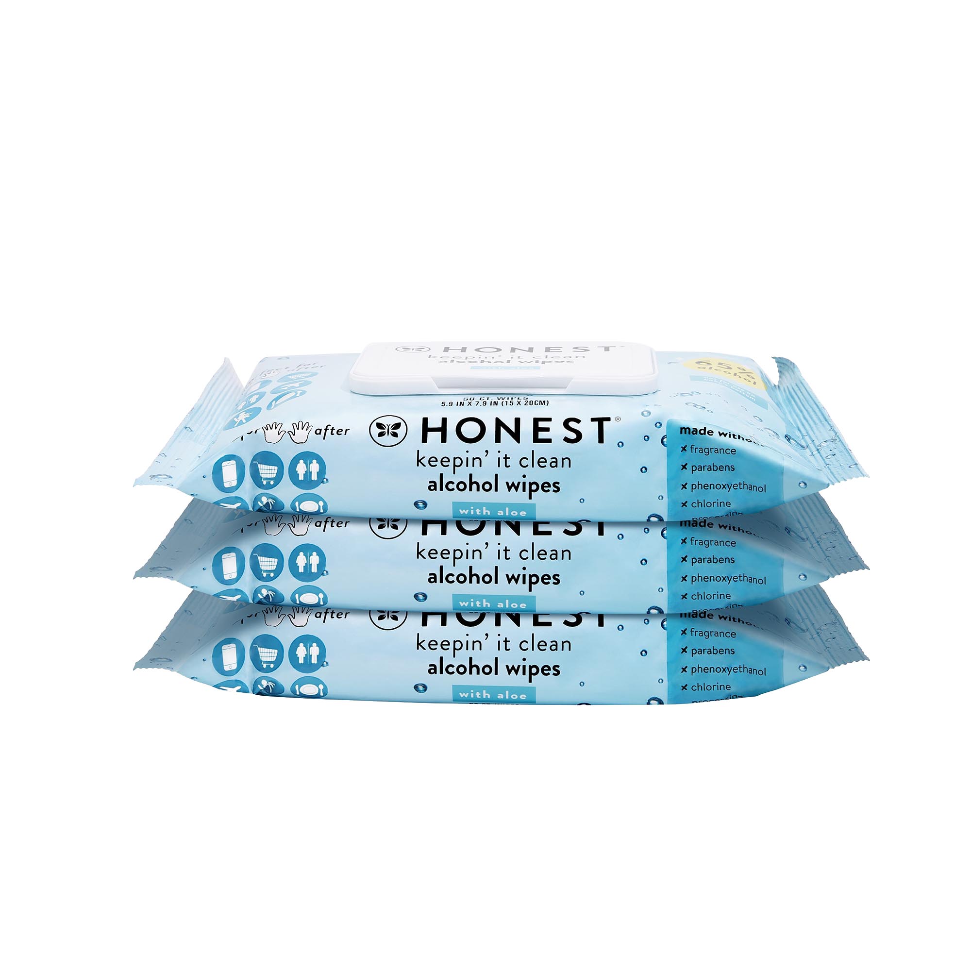 Honest Sanitizing Alcohol Baby Wipes with Aloe - Fragrance Free - 150 Count