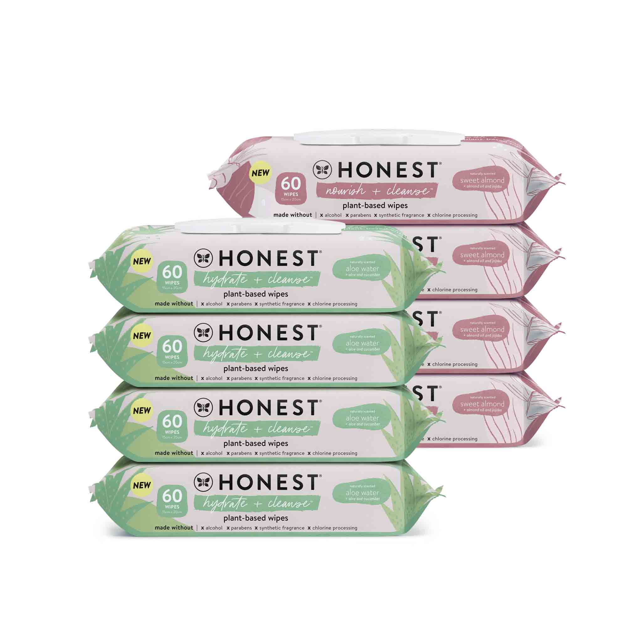 Honest Baby Wipes, Hydrate & Nourish Mixed, 480 Count, Plant-Based